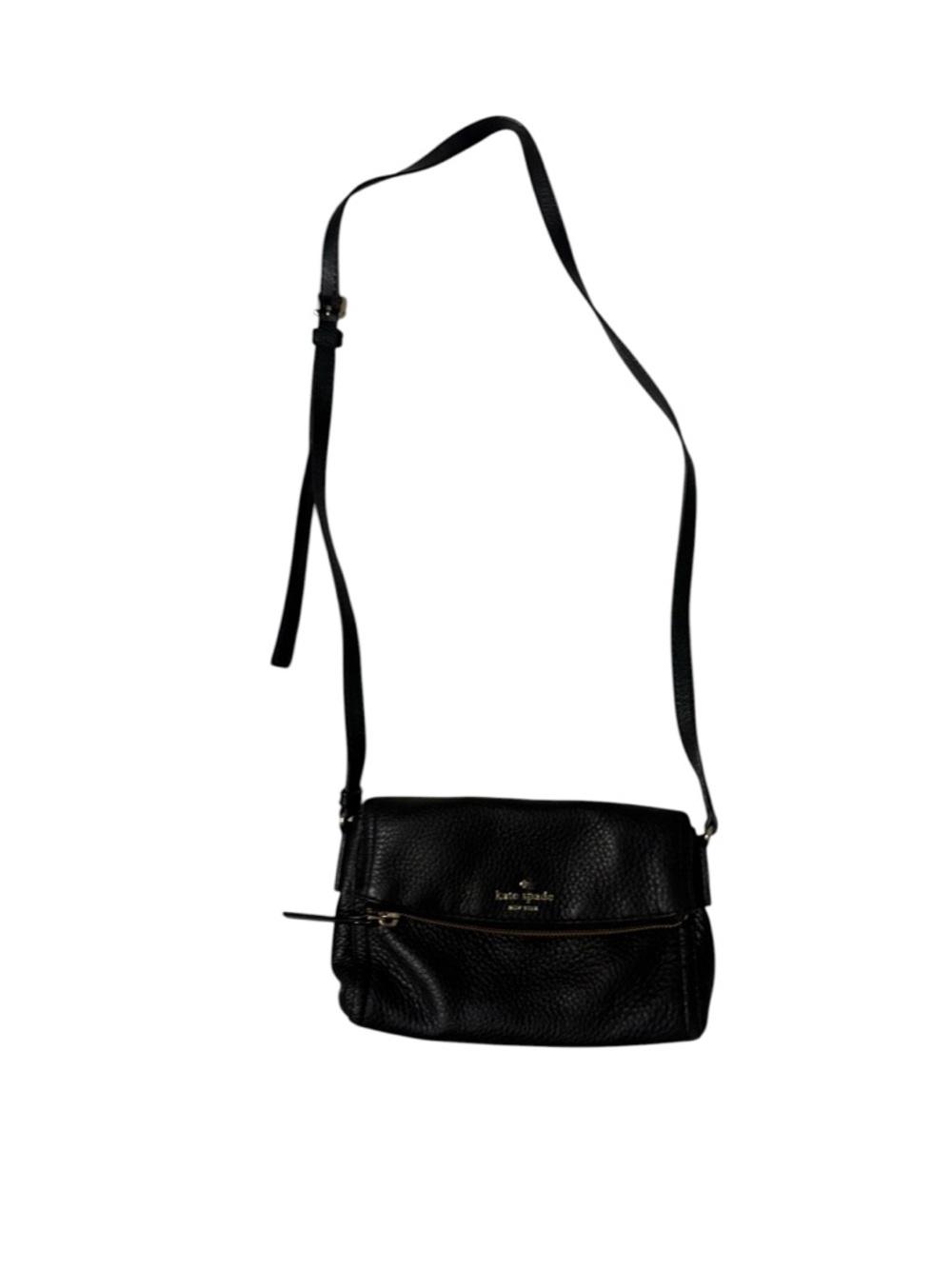 kate spade Black Pebbled Leather Small Crossbody with Front Zip